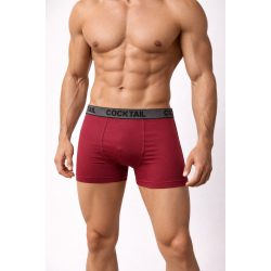 Szövött gumis egyszínű férfi boxer (bordó)