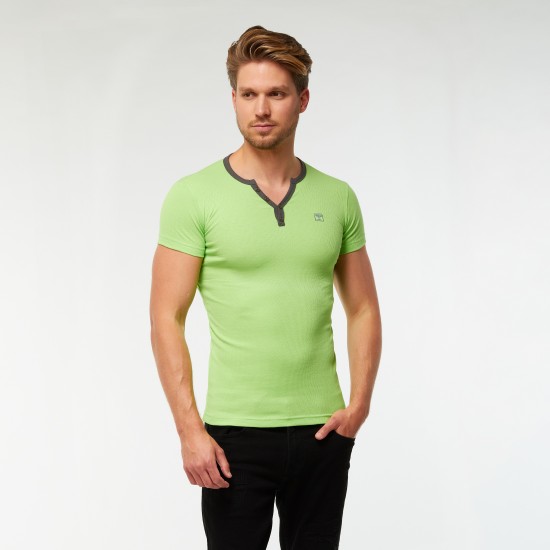 Gombos férfi bordás póló (UV-zöld)