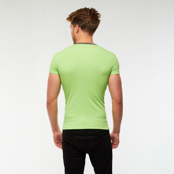 Gombos férfi bordás póló (UV-zöld)