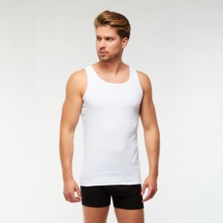 Keskeny vállú bordás férfi atléta (fehér)