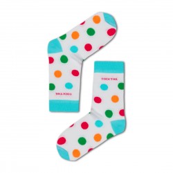 Nagypöttyös női zokni (fehér-türkiz)