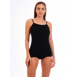 Vékony pántos, egyszínű női trikó (fekete)