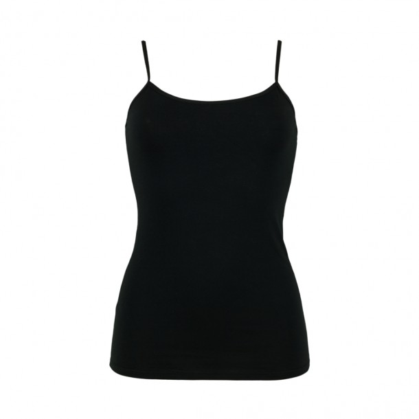 Vékony pántos, egyszínű női trikó (fekete)