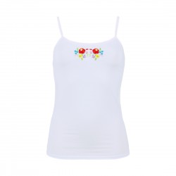Kalocsai hímzésű női trikó (fehér)