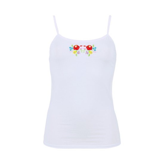 Kalocsai hímzésű női trikó (fehér)