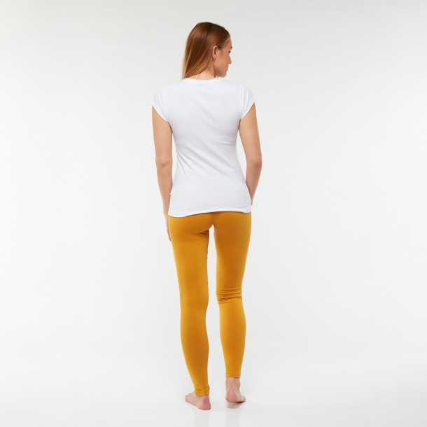 Egyszínű női leggings hosszú szárral (mustár)
