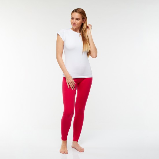 Egyszínű női leggings hosszú szárral (piros)