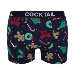 Szövött gumis, mézeskalács mintás szűkszárú boxer (kék)