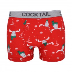 Szövött gumis, rénszarvas mintás szűkszárú boxer (piros)
