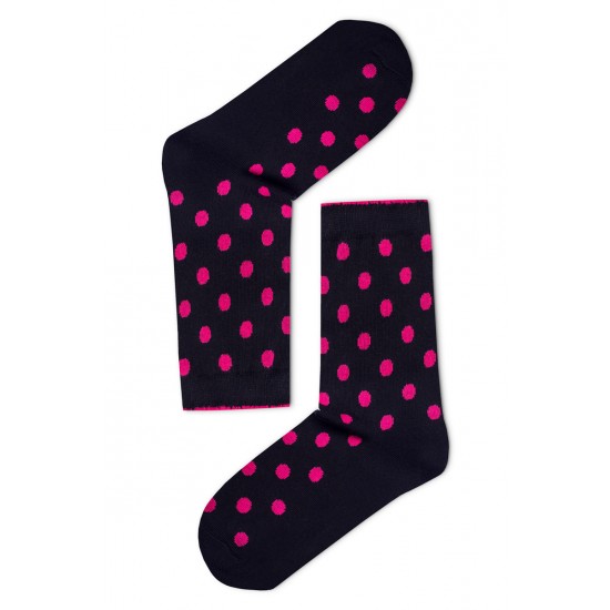 Pink pöttyös női zokni (fekete)