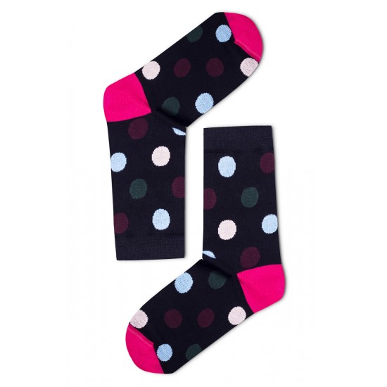 Nagypöttyös női zokni (fekete-pink)