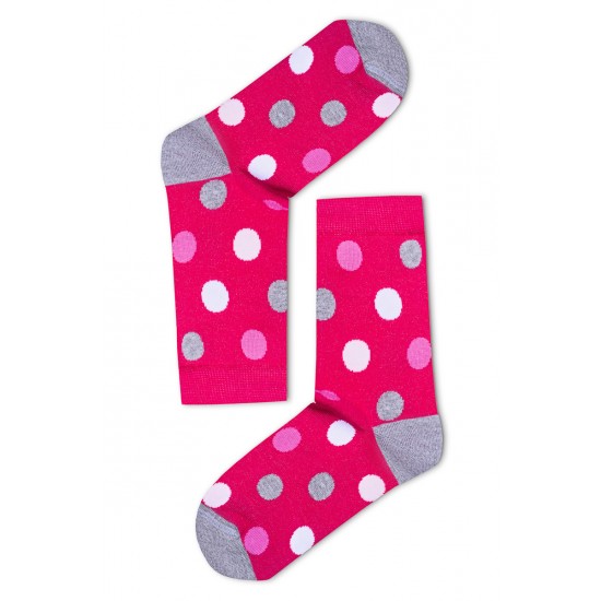 Nagypöttyös női zokni (pink-szürke)