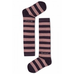 Csíkos női térdzokni (sötétbarna-drapp)