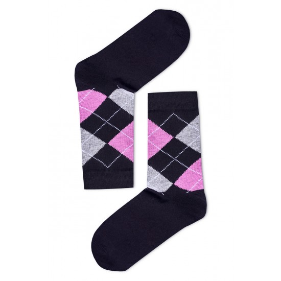 Kárómintás női zokni (fekete-pink)