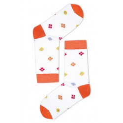 Kis rombuszmintás női zokni (fehér)