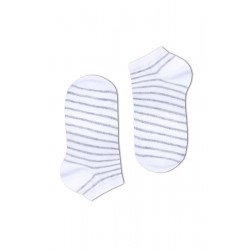 Sűrű csíkos női titokzokni (fehér-szürke)