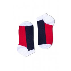 Csíkos női titokzokni (sötétkék-piros-fehér)