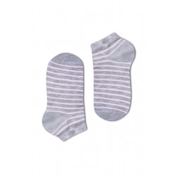 Sűrű csíkos női titokzokni (szürke-rózsaszín)