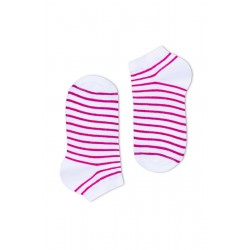 Sűrű csíkos női titokzokni (fehér-pink)