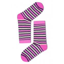 Csíkos női zokni (pink-drapp)