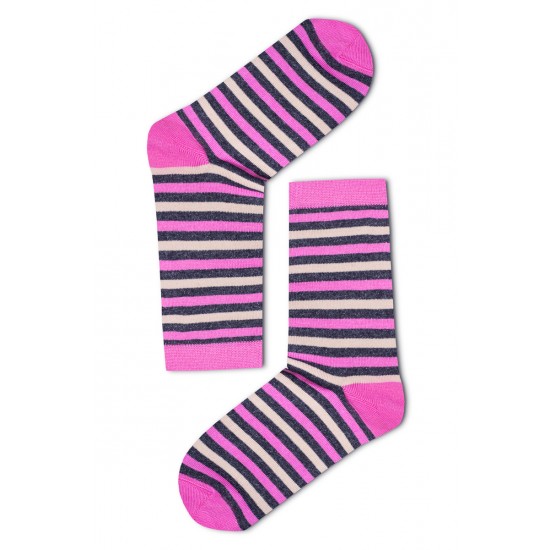 Csíkos női zokni (pink-drapp)